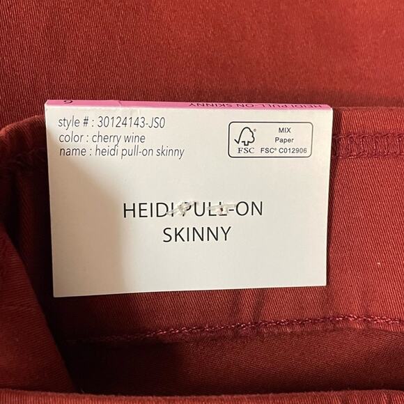 NINE WEST Jeans Womens Size 6 Cherry Wine Heidi Pull On Skinny - Picture 7 of 9